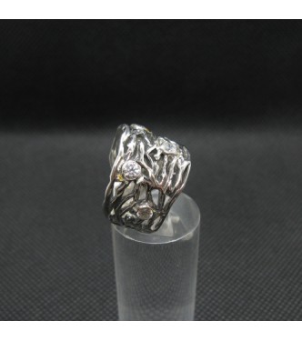 R002099 Stylish Genuine Sterling Silver Ring Solid Stamped 925 With 5 Cubic Zirconia